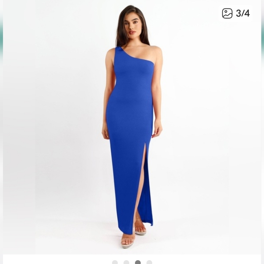 NWT Popilush Shapewear Modal One Shoulder Front Slit Slimming Maxi Dress